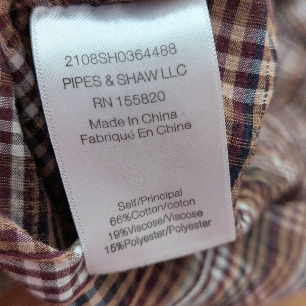 Veronica Beard Isabel Plaid Brown Puff Sleeve Button Back Blouse Size 8 - Picture 9 of 11
